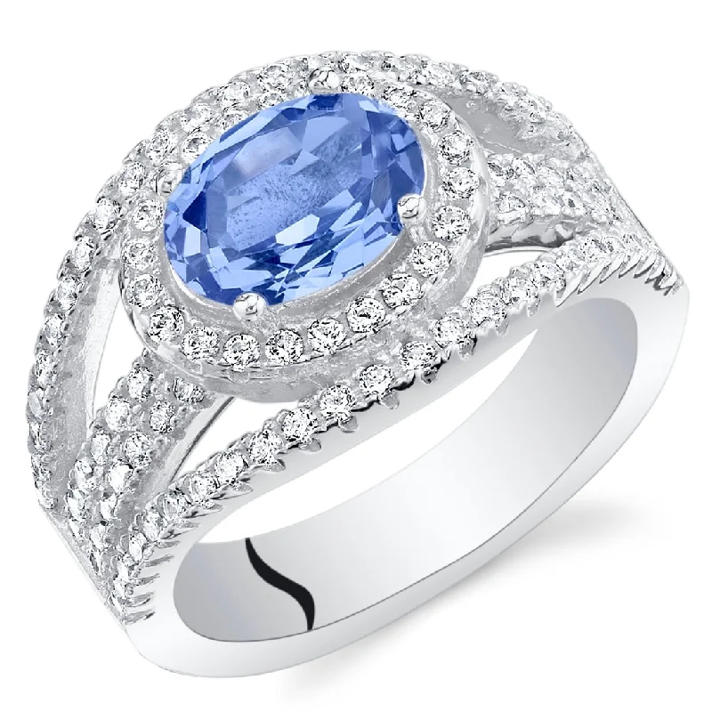 Sterling Silver 2.5 ct Simulated Tanzanite Birthstone Ring