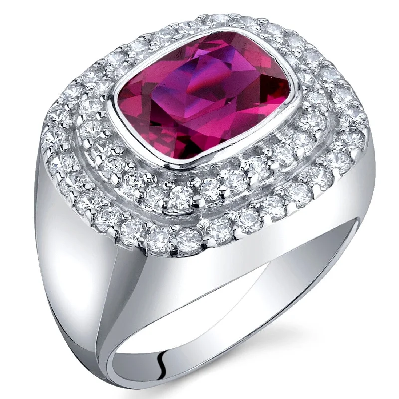 Sterling Silver 2.75 ct Created Ruby Birthstone Ring