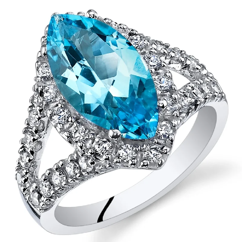 Sterling Silver 2.75 ct Swiss Blue Topaz Birthstone Ring