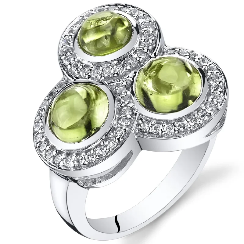 Sterling Silver 3 ct Peridot Birthstone Ring