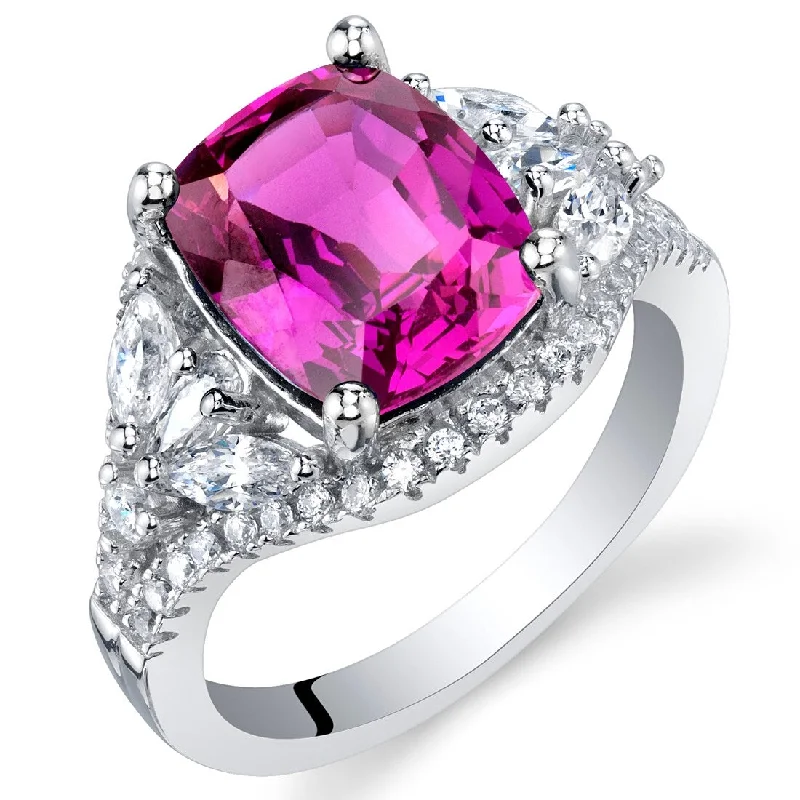 Sterling Silver 4 ct Created Purple Sapphire Birthstone Ring