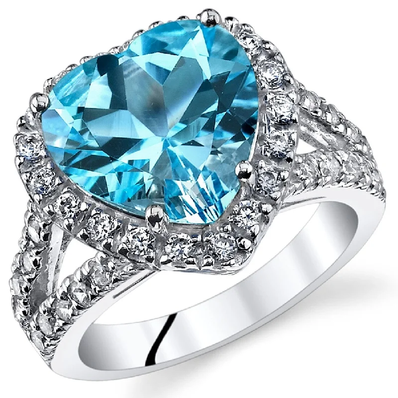 Sterling Silver 5.25 ct Swiss Blue Topaz Birthstone Ring