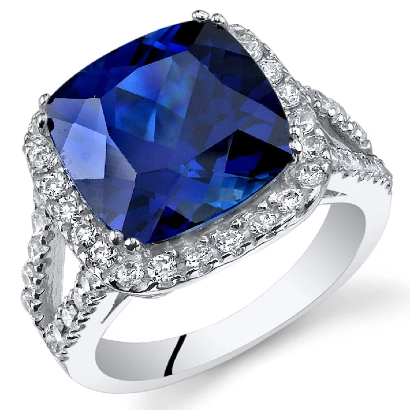 Sterling Silver 7.75 ct Created Sapphire Birthstone Ring