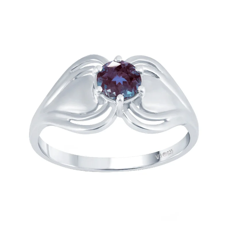 Sterling Silver Color Changing Alexandrite Solitaire Ring