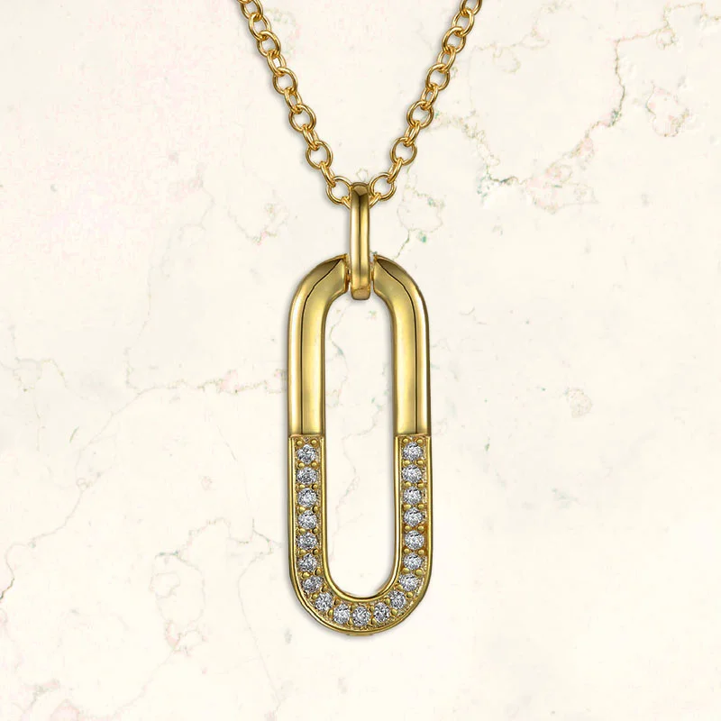 Vilette Link Dual CZ Pendant Necklace