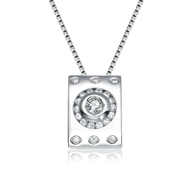 Sterling Silver Cubic Zirconia Relic Necklace