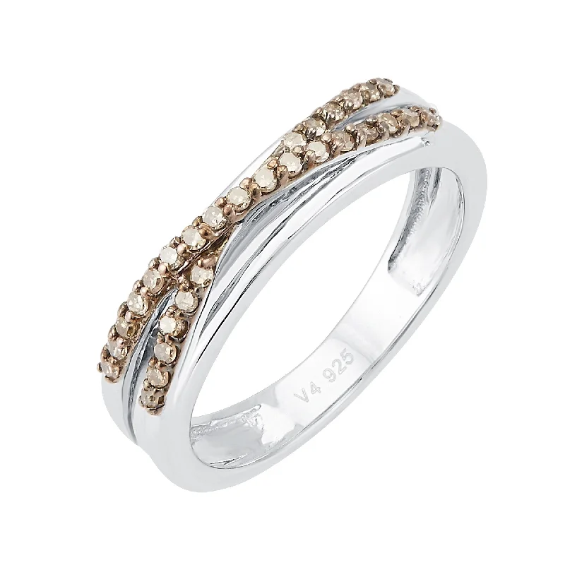 Sterling Silver Natural Champange Diamond Band Ring