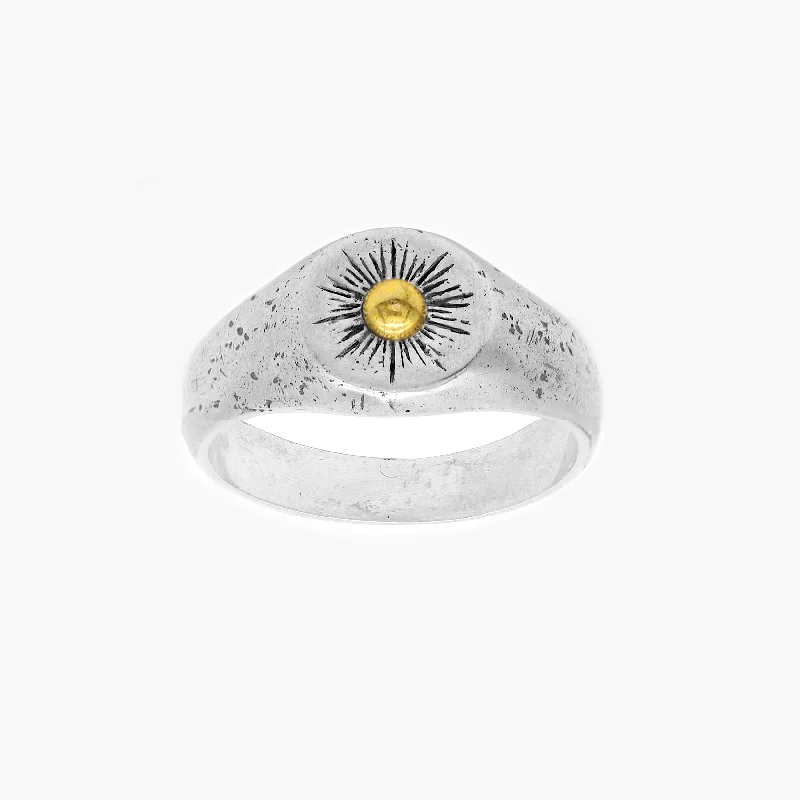 Sterling Silver Signet Ring With Gold Details