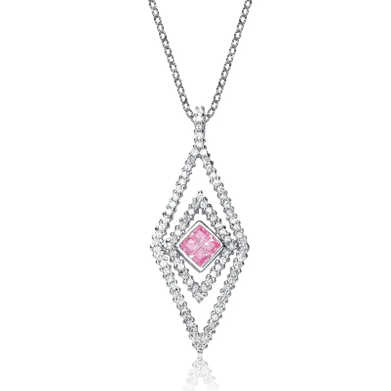 Renée Geometric Argyle Pink Pendant Necklace