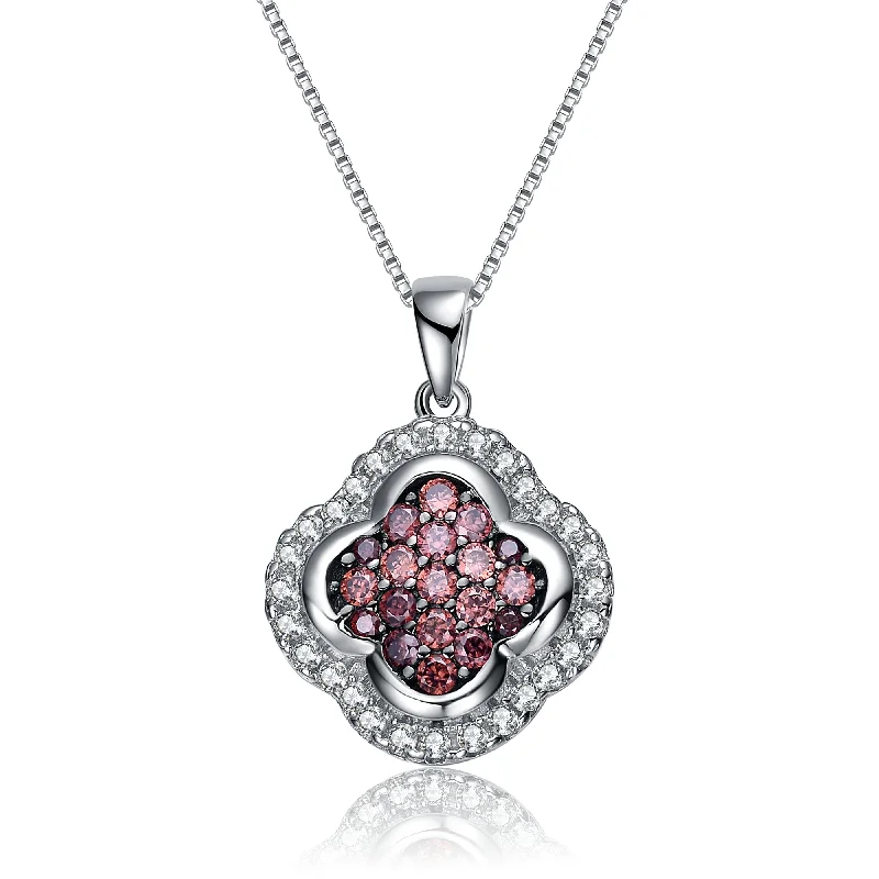 Sterling Silver Wine Cubic Zirconia Pendant Necklace