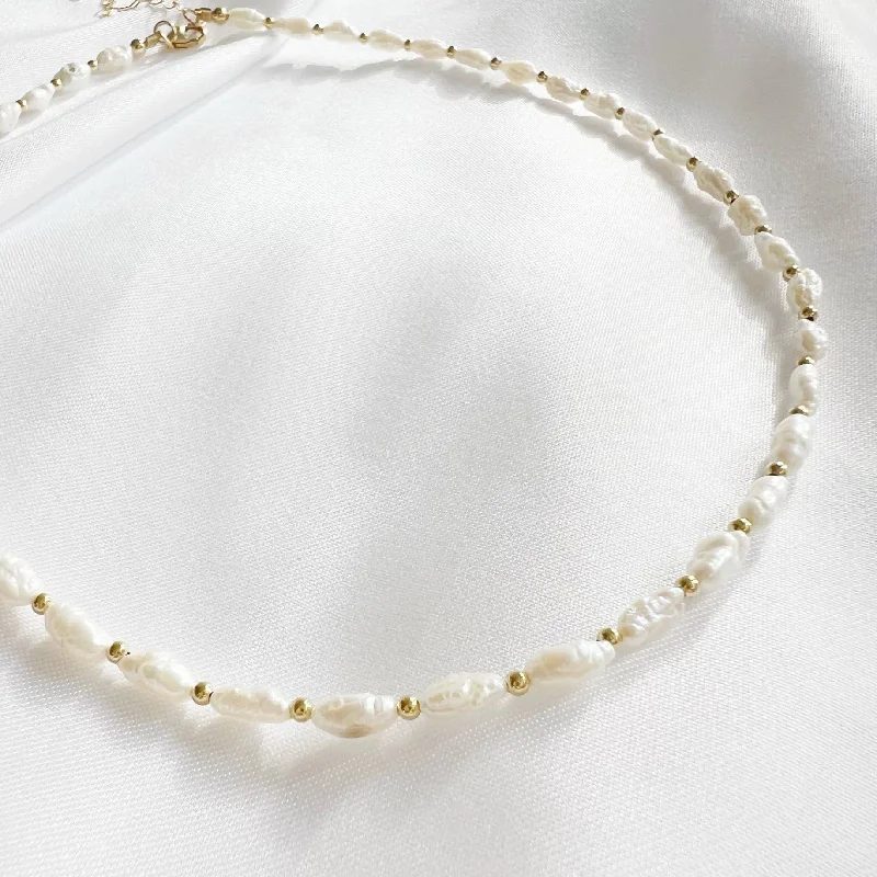 Stone Harbor Freshwater Pearl Beaded Necklace Gold Filled