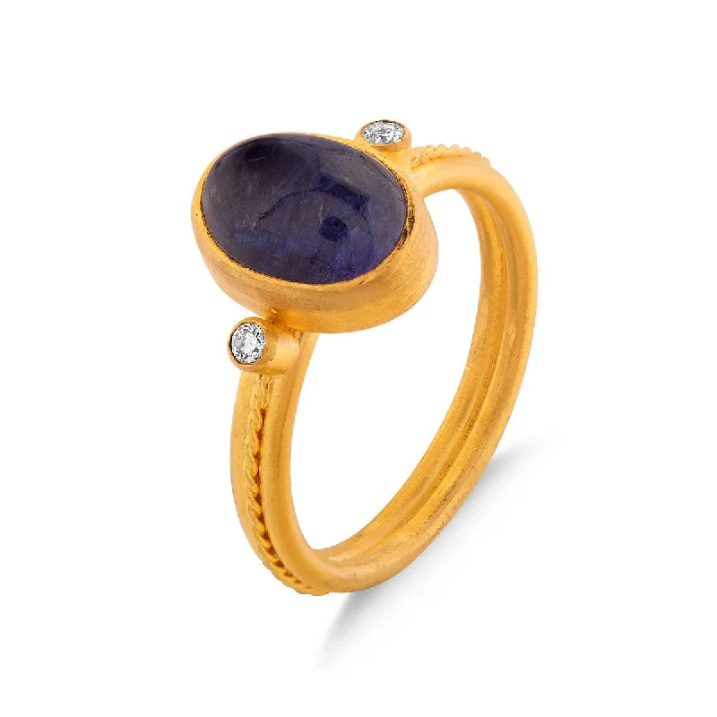 Tanzanite Cabochon Ring with Rope Detail