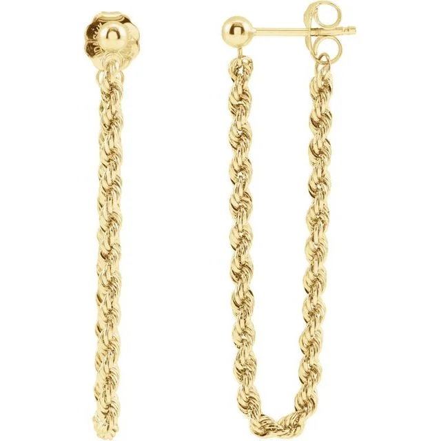 14K Yellow Rope Chain Earrings