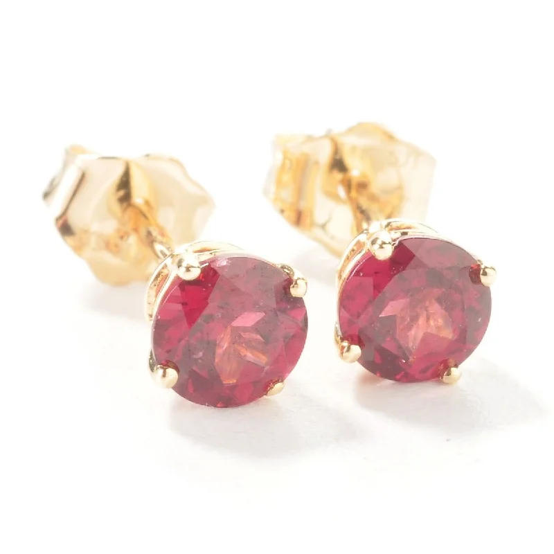 14Kt Yellow Gold Rhodolite Garnet Stud Earrings