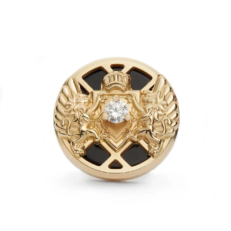 Balmain 18K Yellow Gold Emblem Single Stud Earring