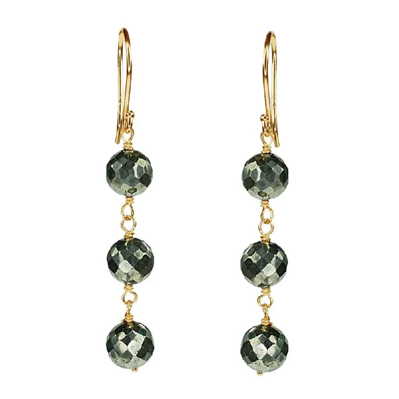 Pyrite Drop Earrings - "Classy Disco"