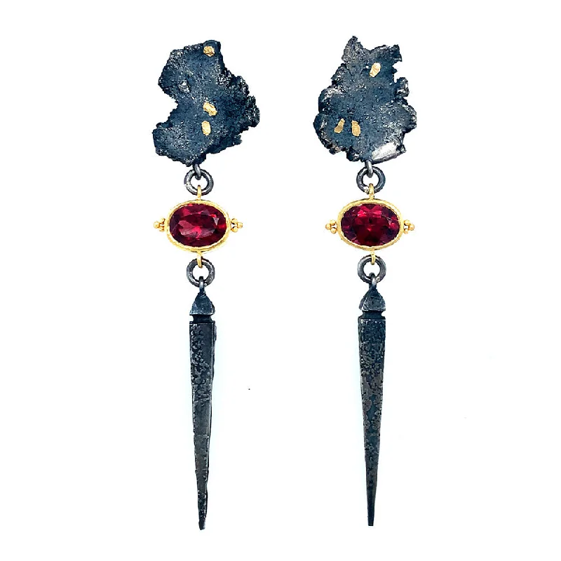 Garnet & Sterling Silver 'Talentum" Earrings