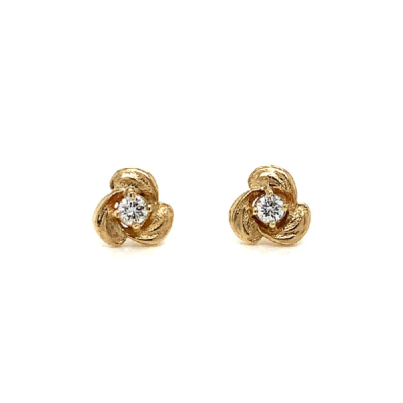 Gold & Diamond Stud Earrings - "Monet's Garden"