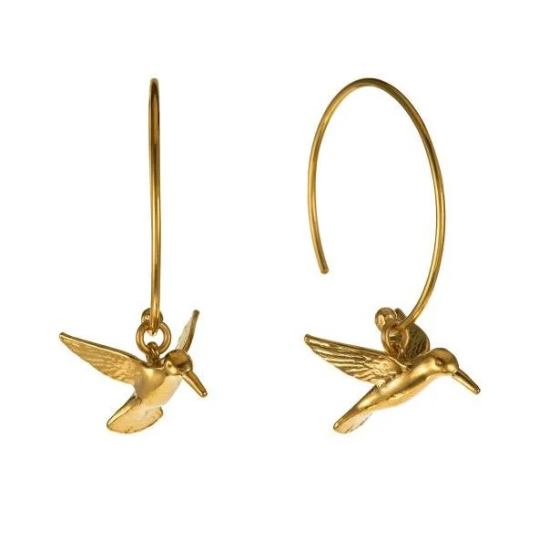 Gold Vermeil Hoop Earrings - "Hummingbird"