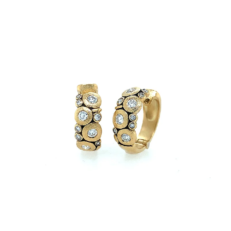 Gold & Diamond Huggie Earrings - "Candy"