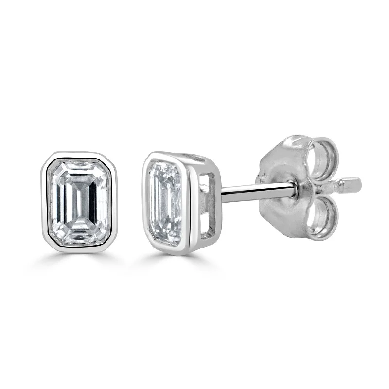 Joelle Diamond Emerald Cut Stud Earrings 1/2 cttw 14K Gold