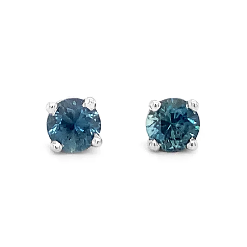 Montana Sapphire White Gold Stud Earrings - "North Fork"