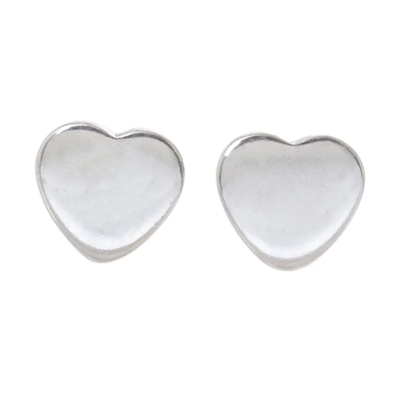 NOVICA Simple Hearts, Sterling silver stud earrings - 0.2*0.2