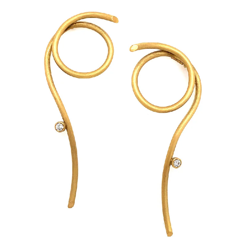 Nuria Ruiz 18K Yellow Gold Diamond Earrings - "Spaghetti"