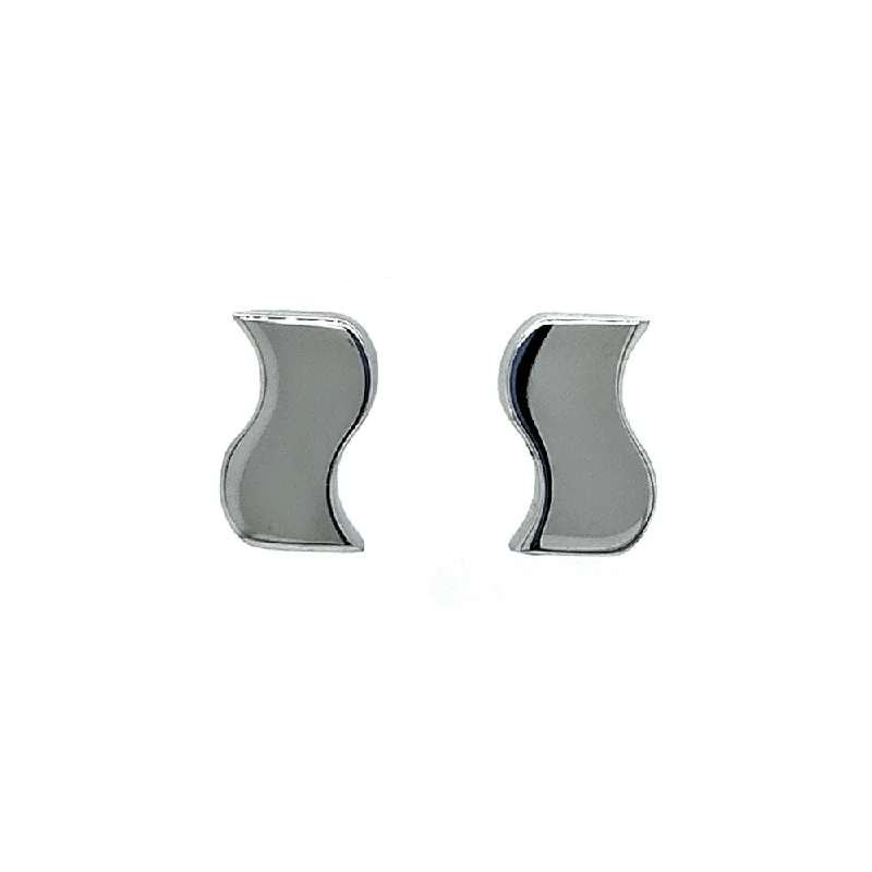 Polished Wave Stainless Steel Stud Earrings