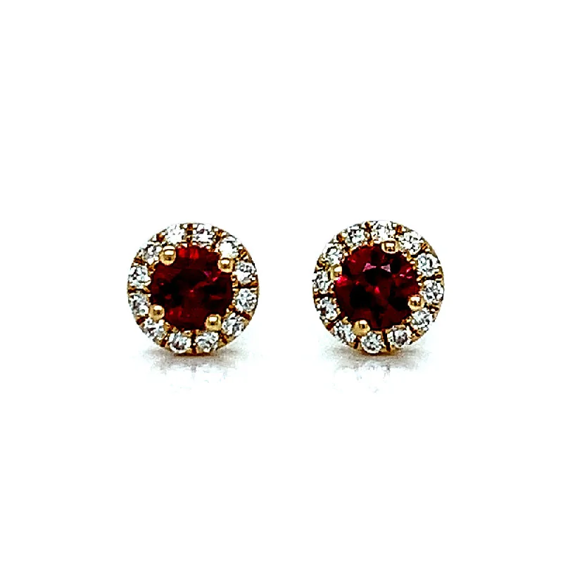 Ruby & Diamond Yellow Gold Earrings