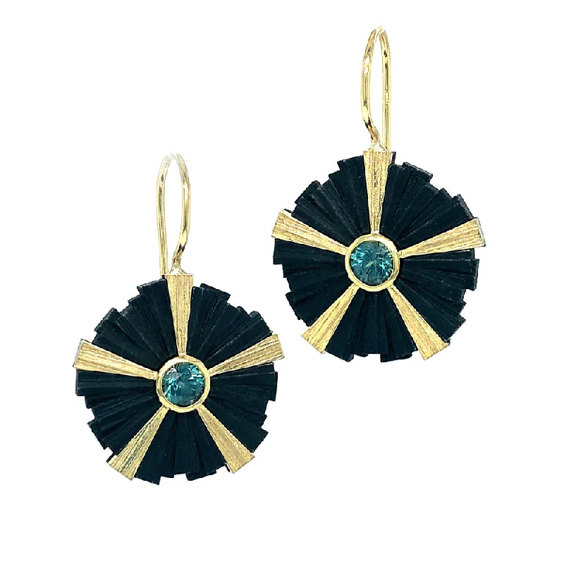 Teal Montana Sapphire Earrings- "Chroma Ray"