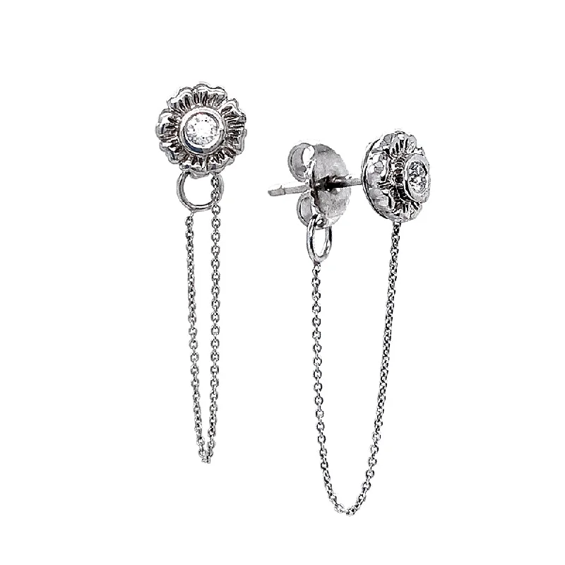 White Gold & Diamond Stud Earrings - "Flora"