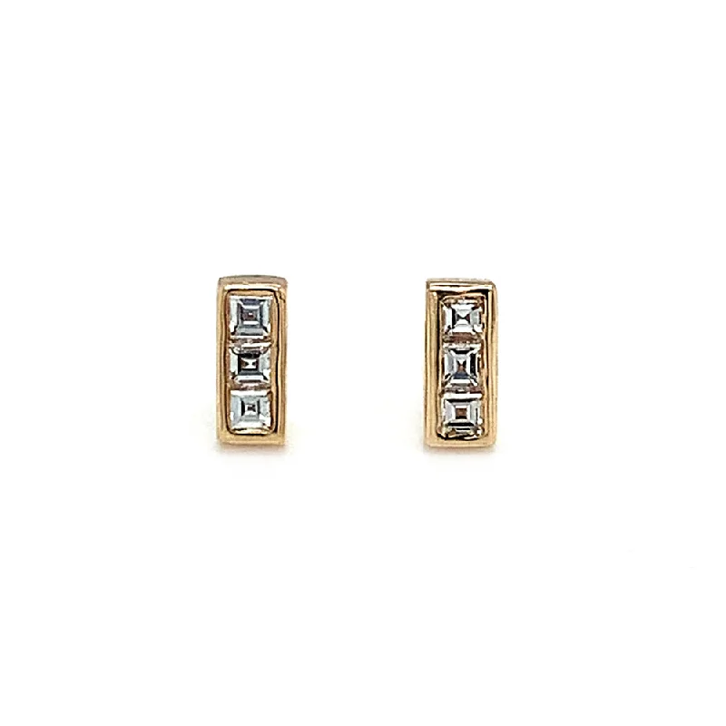 Yellow Gold & Channel Set Diamond Earrings- "Mosaic Mystery"