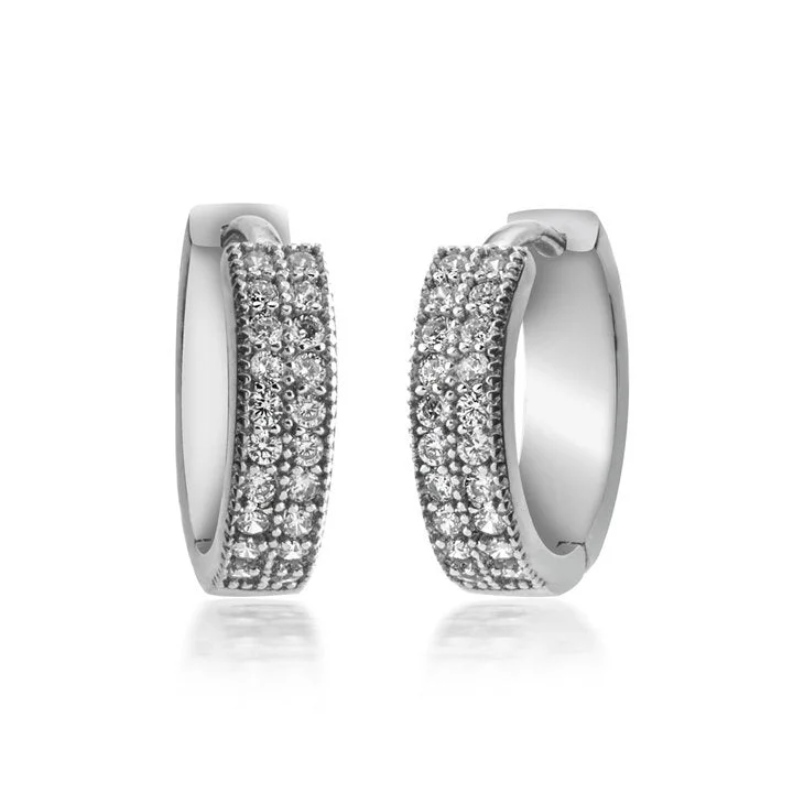 Zirconia Hoop Earrings - Sterling Silver