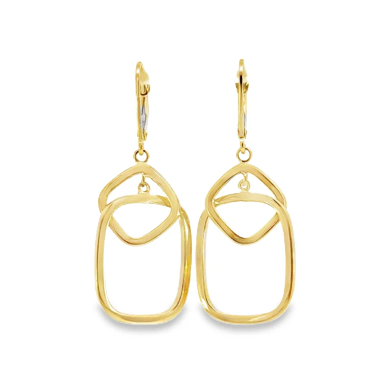 10K Yellow Gold Double Dangle Leverback Earrings