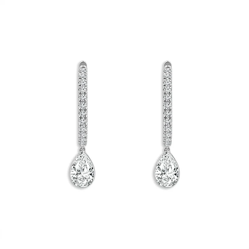 14K White Gold 2.50ctw Lab Grown Diamond Drop Fashion Earrings