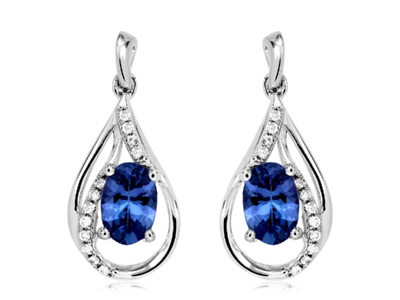 14K White Gold Tanzanite and Diamond Earrings