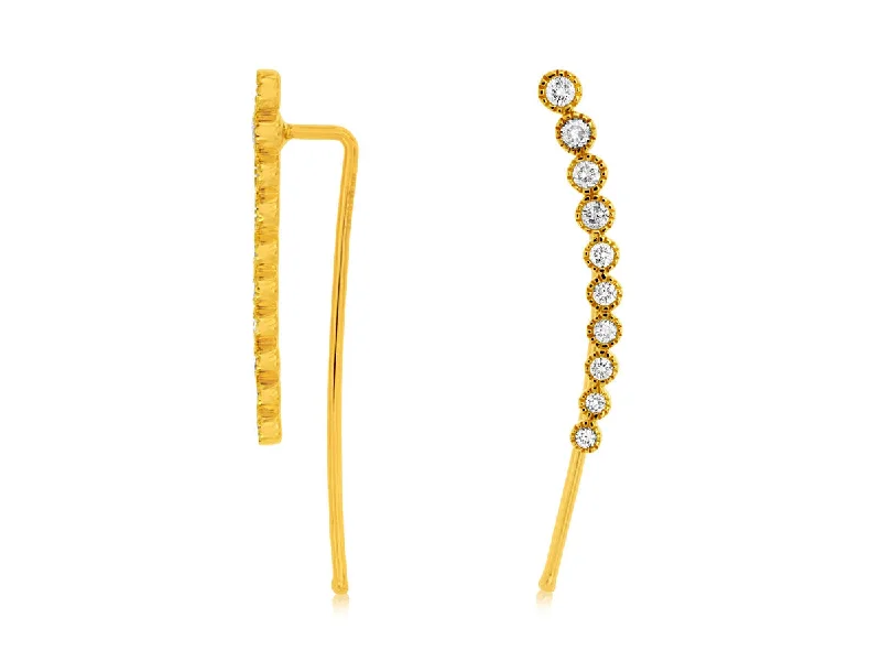 14K Yellow Gold Bezel Set Diamond Earrings