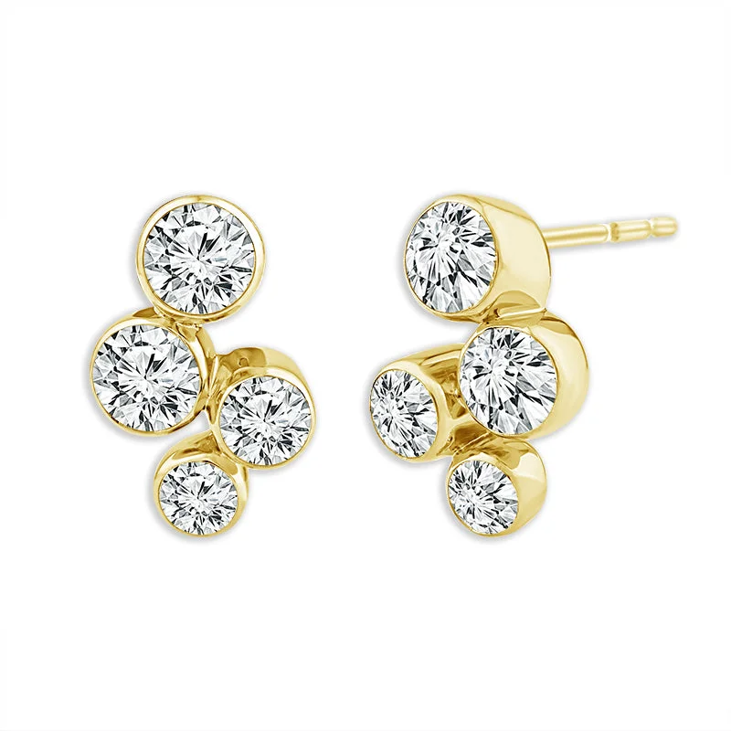 14K Yellow Gold Lab Grown Bubbles Diamond SkySet Fashion Earrings