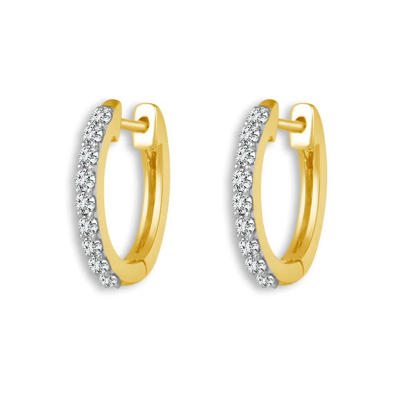 14K Yellow Gold Pave Diamond Huggies