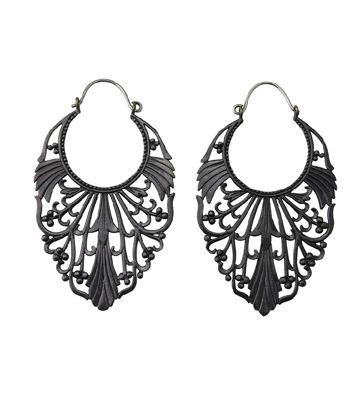 18G Adorned Black Brass Earrings