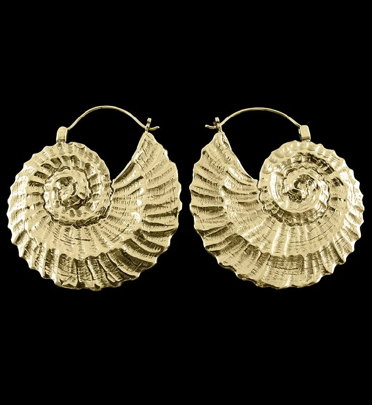 18G Ammonite Brass Hangers - Earrings