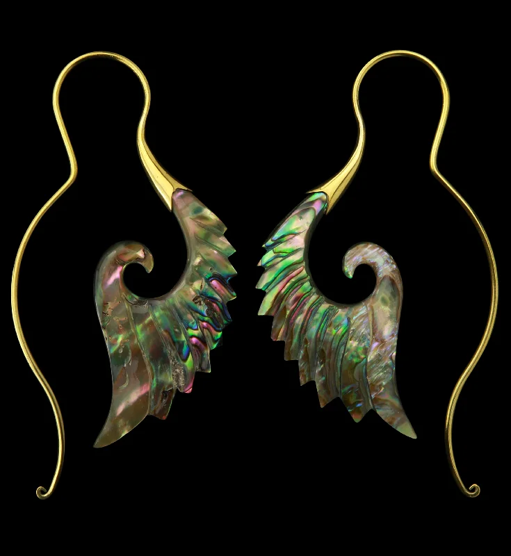 18G Cherub Wing Brass Abalone Hangers / Earrings