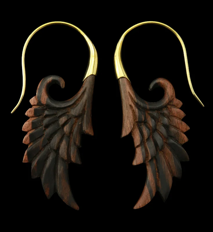 18G Wing Brass Areng Wood Hangers / Earrings