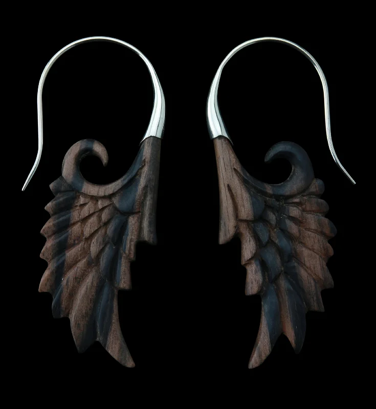 18G Wing White Brass Areng Wood Hangers / Earrings