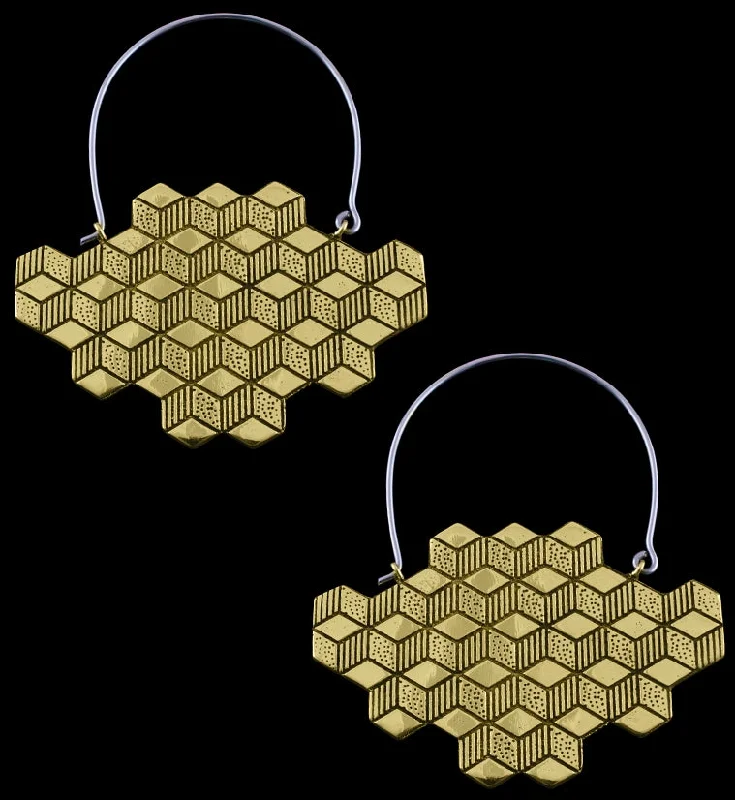 Gold Hedron Titanium Hangers - Earrings