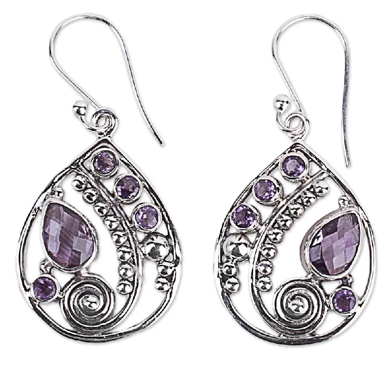 Handmade Sterling Silver Lilac Radiance Amethyst Earrings (India) - 1.7*0.8