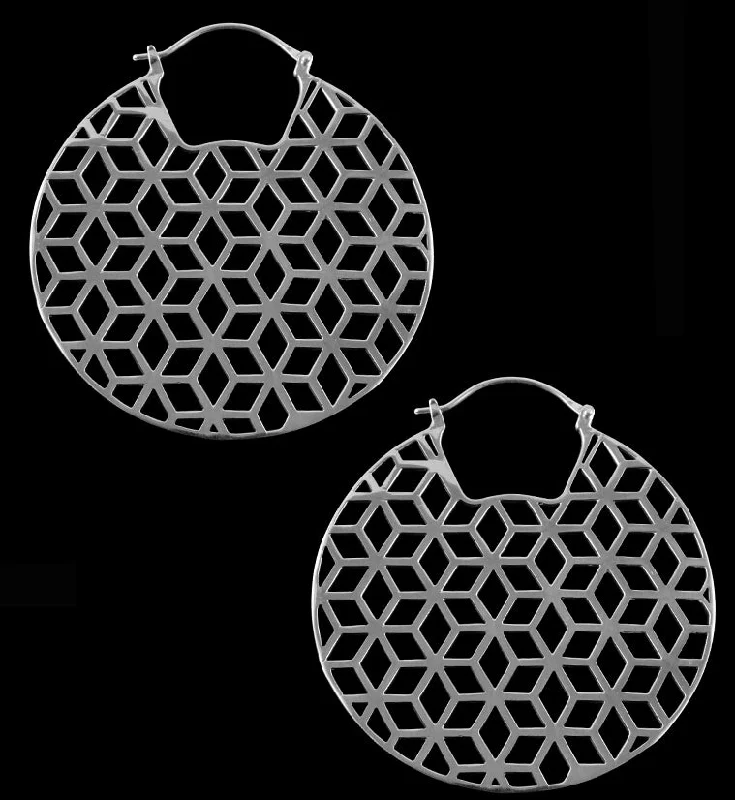 Rhombi White Brass Earrings - Weights