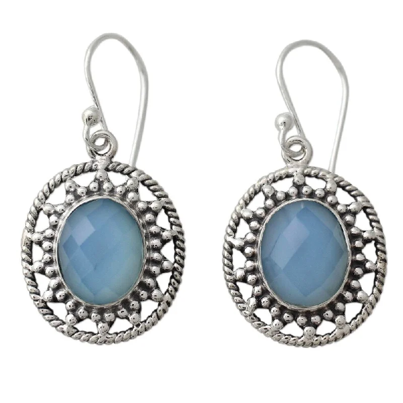 Sterling Silver 'Azure Ice' Chalcedony Earrings