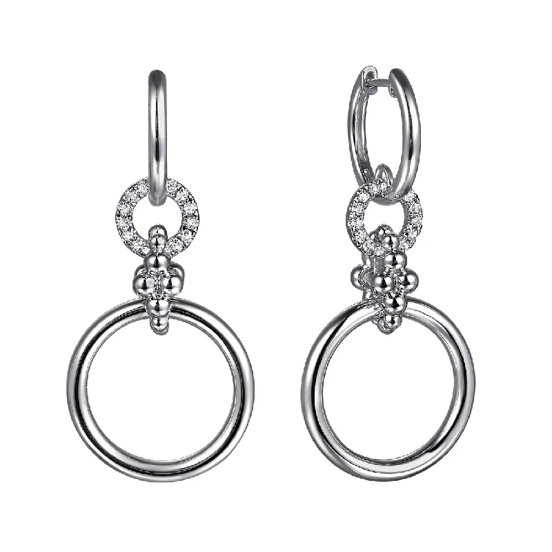 925 Sterling Silver Bujukan and White Sapphire Drop Link Earrings